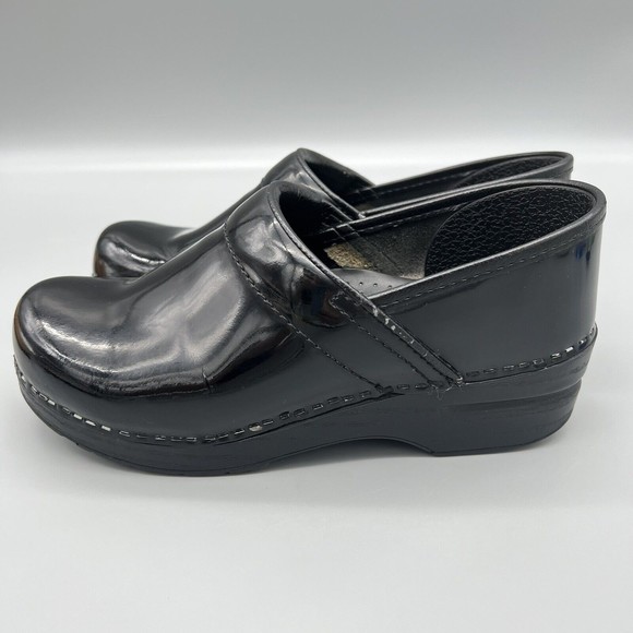 Dansko XP Black SZ 7.5 EUR 38 Black Shiny Patent Leather Clog Professional Shoe - Picture 7 of 11